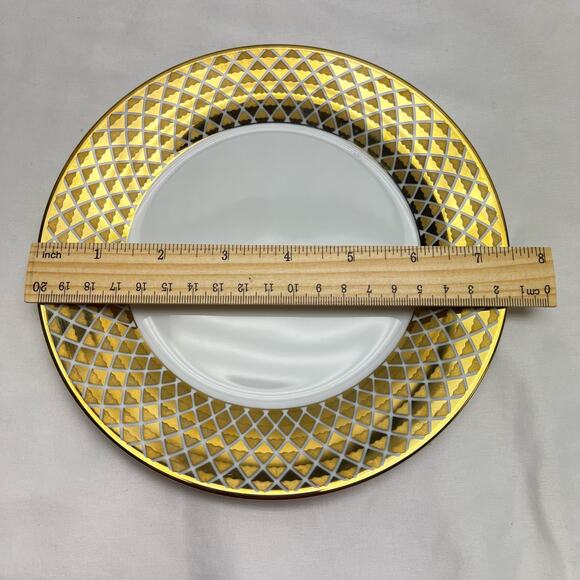 Ciroa Luxe Fine Porcelain Metallic Lattice Pattern Salad Plate Replacement - Picture 4 of 6